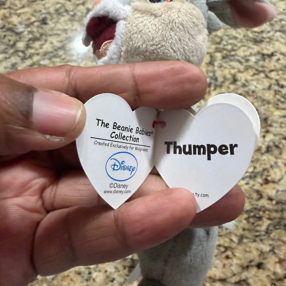 Ty Beanie Babies Disney Thumper Plush Rabbit Walgreens Exclusive Grey 7.5 inch